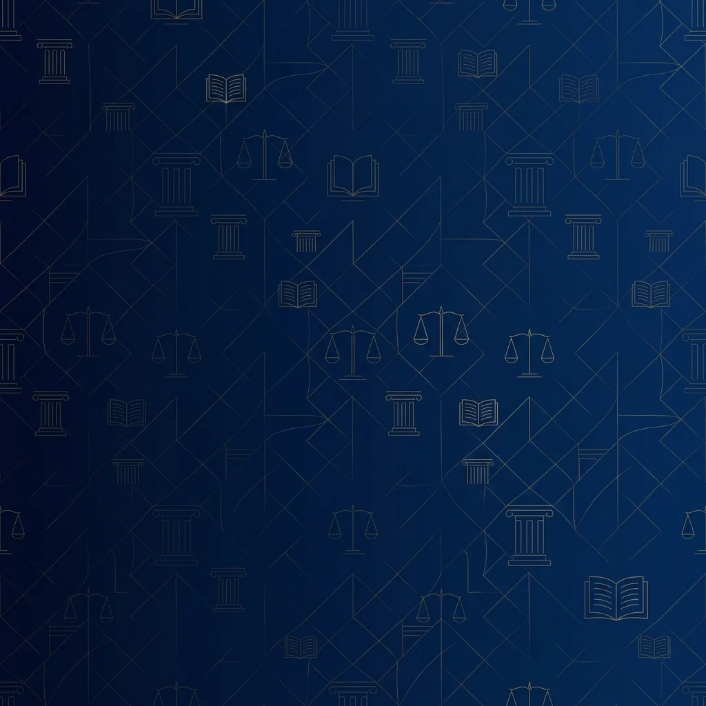 Abstract legal pattern with scales of justice, courthouse columns, and law books
